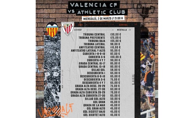 Entradas valencia bilbao copa del rey